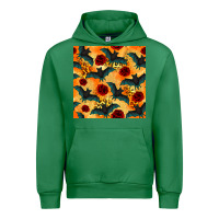 Emerald halloween bat and roses seamless pattern Urban Hoodie - BundleAndBundleShop