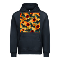 Navy halloween bat and roses seamless pattern Urban Hoodie - BundleAndBundleShop