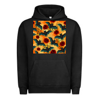Pigment Black halloween bat and roses seamless pattern Urban Hoodie - BundleAndBundleShop