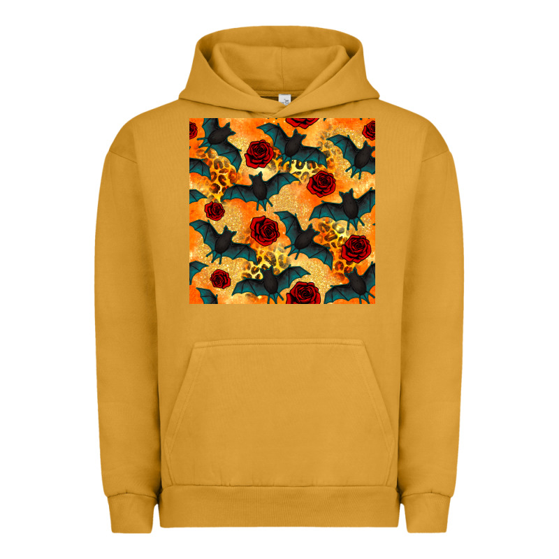 Halloween Bat And Roses Seamless Pattern Urban Hoodie by BundleAndBundleShop | Teevron