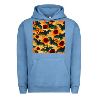 Pigment Pebble Blue halloween bat and roses seamless pattern Urban Hoodie - BundleAndBundleShop