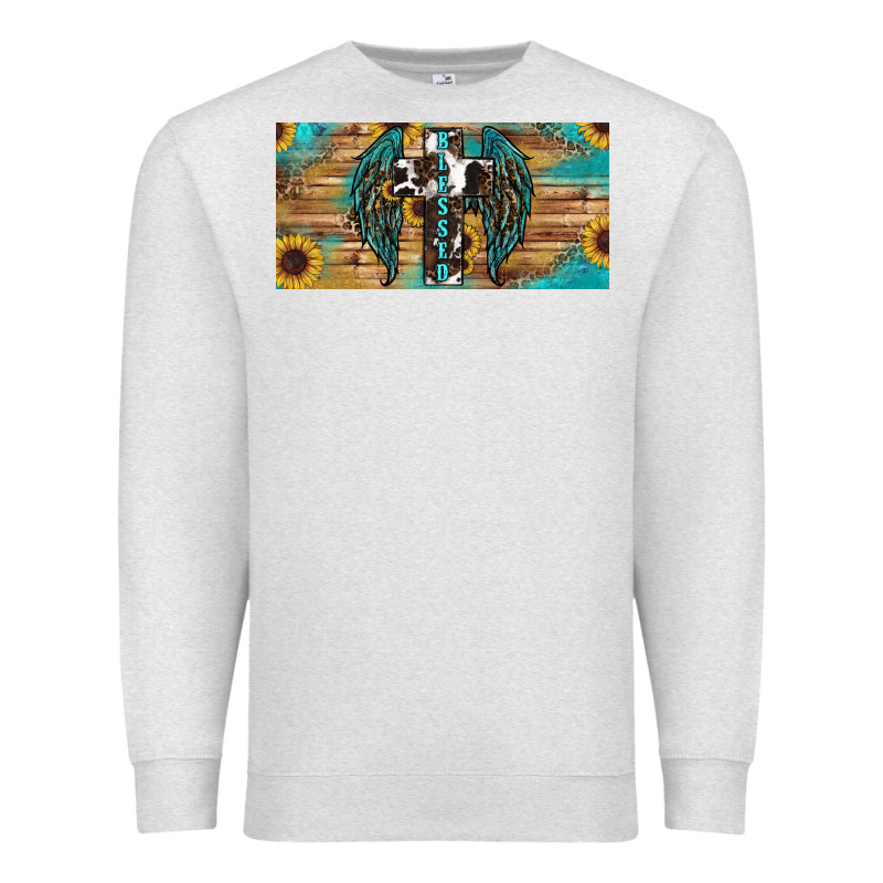 Western Blessed Cros Sunflowers Licence Plate Premium Sweatshirt by RanaPortraitStore | Teevron