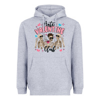 Heather Grey anti valentine club Heavyweight Hoodie - MaliasSmallBusiness