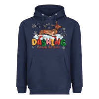 Navy dachshund through the snow Heavyweight Hoodie - MaliasSmallBusiness