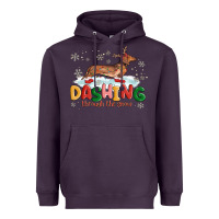 Plum dachshund through the snow Heavyweight Hoodie - MaliasSmallBusiness