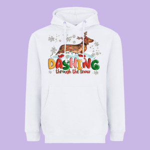 Dachshund Through The Snow Heavyweight Hoodie Designed By Maliassmallbusiness