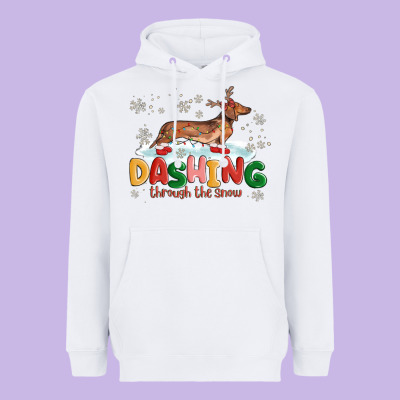 Heavyweight Hoodie dachshund through the snow