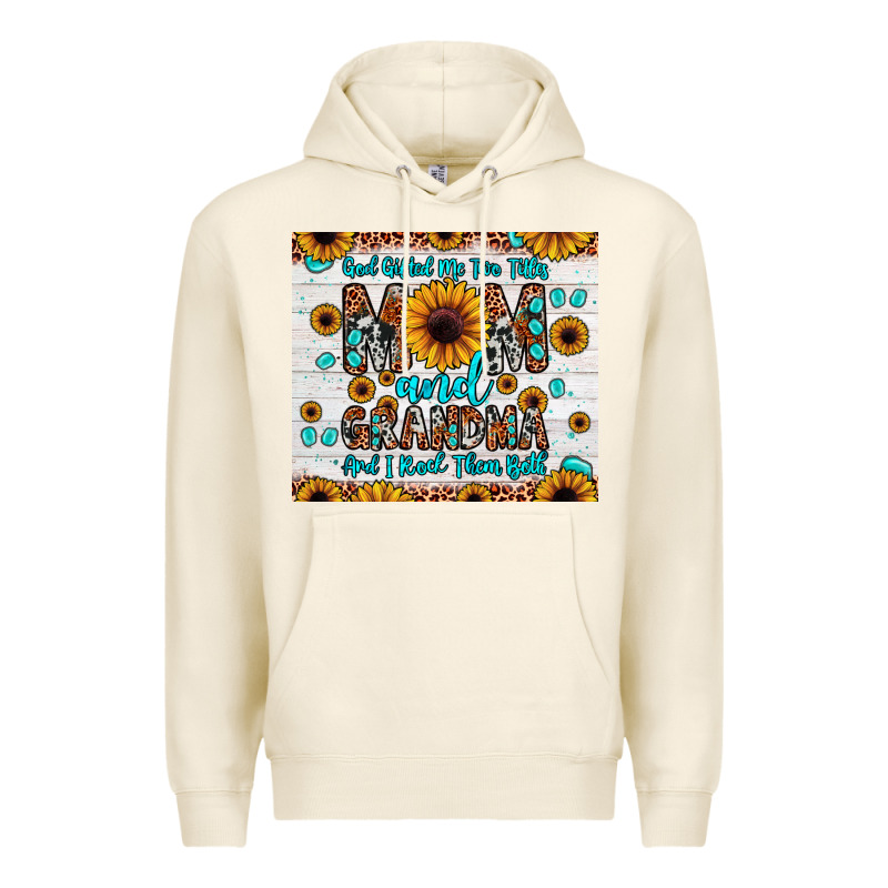 God Gifted Me Two Titles Mom And Grandma And I Rock Them Both Premium Hoodie by JahusDesignShop | Teevron