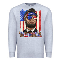 Heather Grey merica with lincoln Premium Sweatshirt - texasbilliewilder