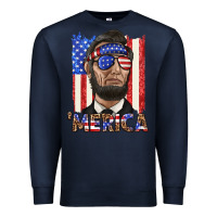Navy merica with lincoln Premium Sweatshirt - texasbilliewilder