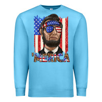 Ocean Blue merica with lincoln Premium Sweatshirt - texasbilliewilder
