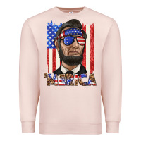 Pale Pink merica with lincoln Premium Sweatshirt - texasbilliewilder