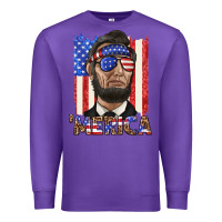 Purple merica with lincoln Premium Sweatshirt - texasbilliewilder