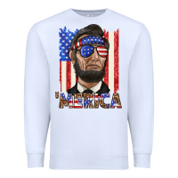 White merica with lincoln Premium Sweatshirt - texasbilliewilder