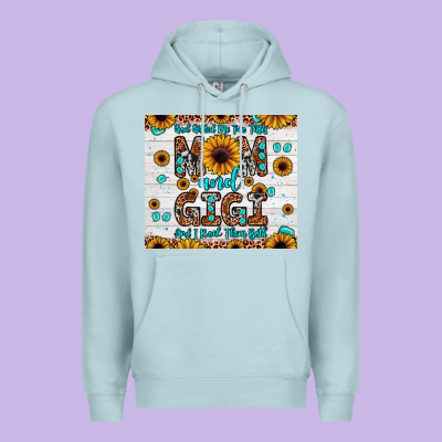 God Gifted Me Two Titles Mom And Gigi And I Rock Them Both Premium Hoodie Designed By Jahusdesignshop