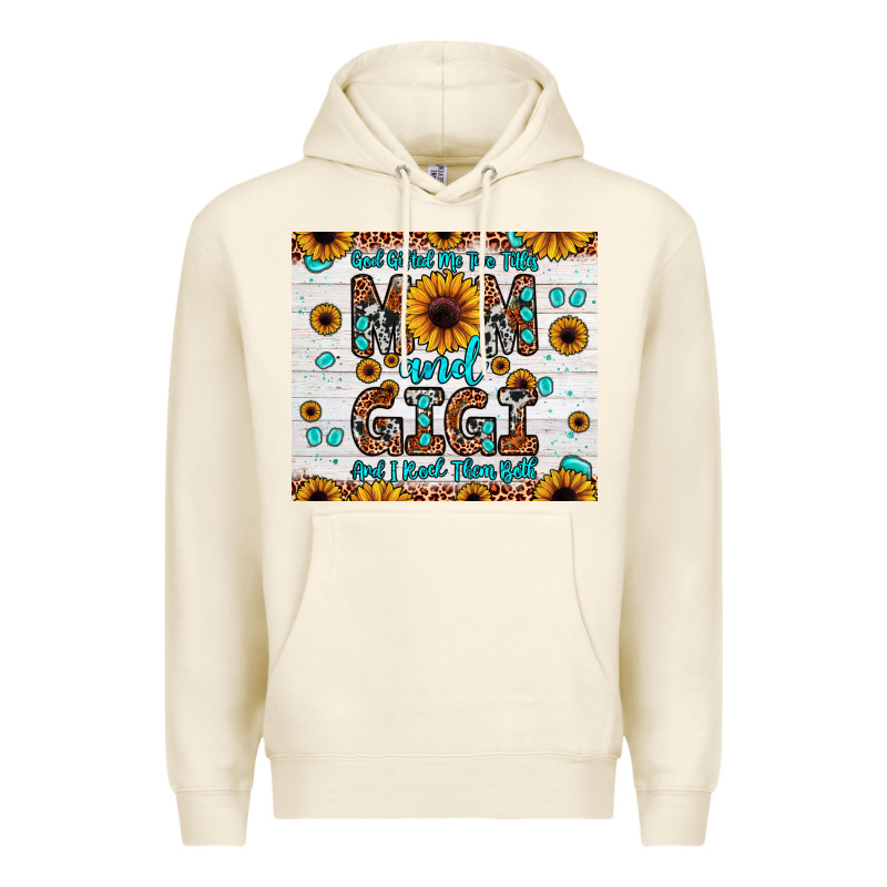 God Gifted Me Two Titles Mom And Gigi And I Rock Them Both Premium Hoodie by JahusDesignShop | Teevron
