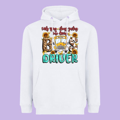 Heavyweight Hoodie early rising always smiling safe driving bus drive