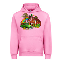 Fuchsia Pink barn st patricks with truck and shamrocks Urban Hoodie - AdoDesignShop