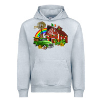 Heather Grey barn st patricks with truck and shamrocks Urban Hoodie - AdoDesignShop