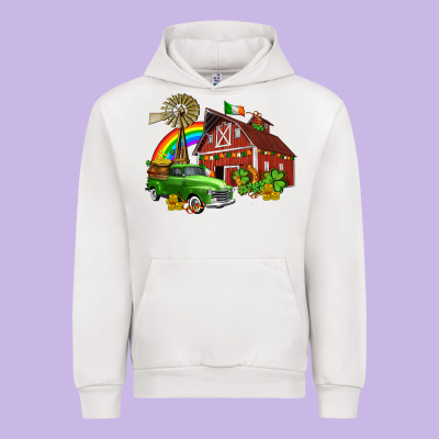 Barn St Patricks With Truck And Shamrocks Urban Hoodie Designed By Adodesignshop