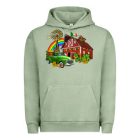 Pigment Oil Green barn st patricks with truck and shamrocks Urban Hoodie - AdoDesignShop
