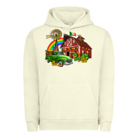 Pigment Pistachio barn st patricks with truck and shamrocks Urban Hoodie - AdoDesignShop