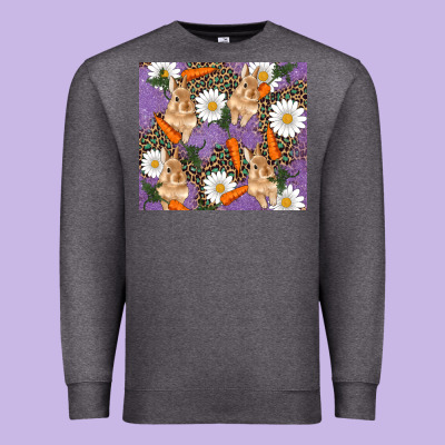 Premium Sweatshirt easter bunny carrot daisys leopard glitter