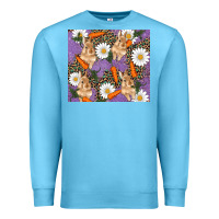 Ocean Blue easter bunny carrot daisys leopard glitter Premium Sweatshirt - RanaPortraitStore