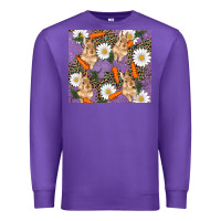 Purple easter bunny carrot daisys leopard glitter Premium Sweatshirt - RanaPortraitStore
