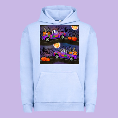 Halloween Spooky Truck Seamless Pattern Urban Hoodie Designed By Bundleandbundleshop