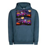 Pigment Midnight Navy halloween spooky truck seamless pattern Urban Hoodie - BundleAndBundleShop