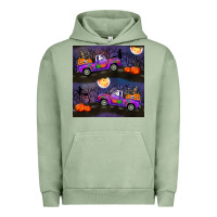 Pigment Oil Green halloween spooky truck seamless pattern Urban Hoodie - BundleAndBundleShop