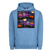 Pigment Pebble Blue halloween spooky truck seamless pattern Urban Hoodie - BundleAndBundleShop