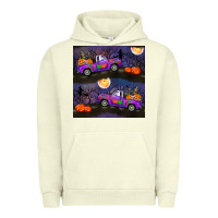 Pigment Pistachio halloween spooky truck seamless pattern Urban Hoodie - BundleAndBundleShop