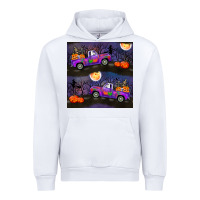 White halloween spooky truck seamless pattern Urban Hoodie - BundleAndBundleShop