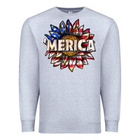 Heather Grey merica with sunflower Premium Sweatshirt - texasbilliewilder