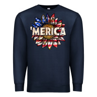 Navy merica with sunflower Premium Sweatshirt - texasbilliewilder