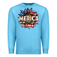Ocean Blue merica with sunflower Premium Sweatshirt - texasbilliewilder