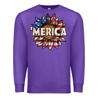 Purple merica with sunflower Premium Sweatshirt - texasbilliewilder