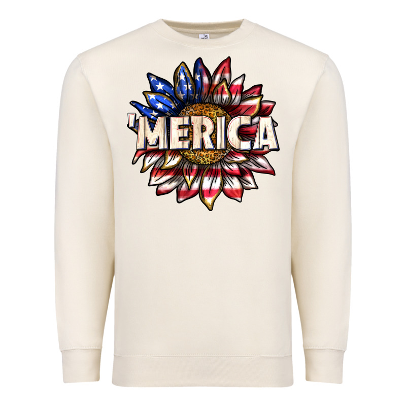 Merica With Sunflower Premium Sweatshirt by texasbilliewilder | Teevron