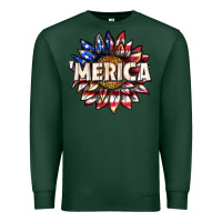 Sports Green merica with sunflower Premium Sweatshirt - texasbilliewilder