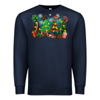 Navy christmas trees with football Premium Sweatshirt - Zillion Design Studio