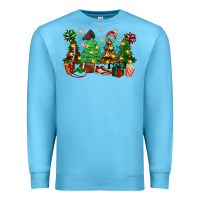 Ocean Blue christmas trees with football Premium Sweatshirt - Zillion Design Studio