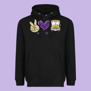 Peace Love Bus Driver Heavyweight Hoodie Designed By Maliassmallbusiness