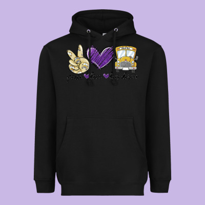 Heavyweight Hoodie peace love bus driver