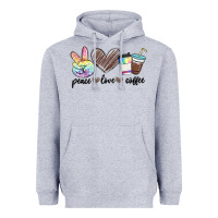 Heather Grey peace love coffee Heavyweight Hoodie - MaliasSmallBusiness