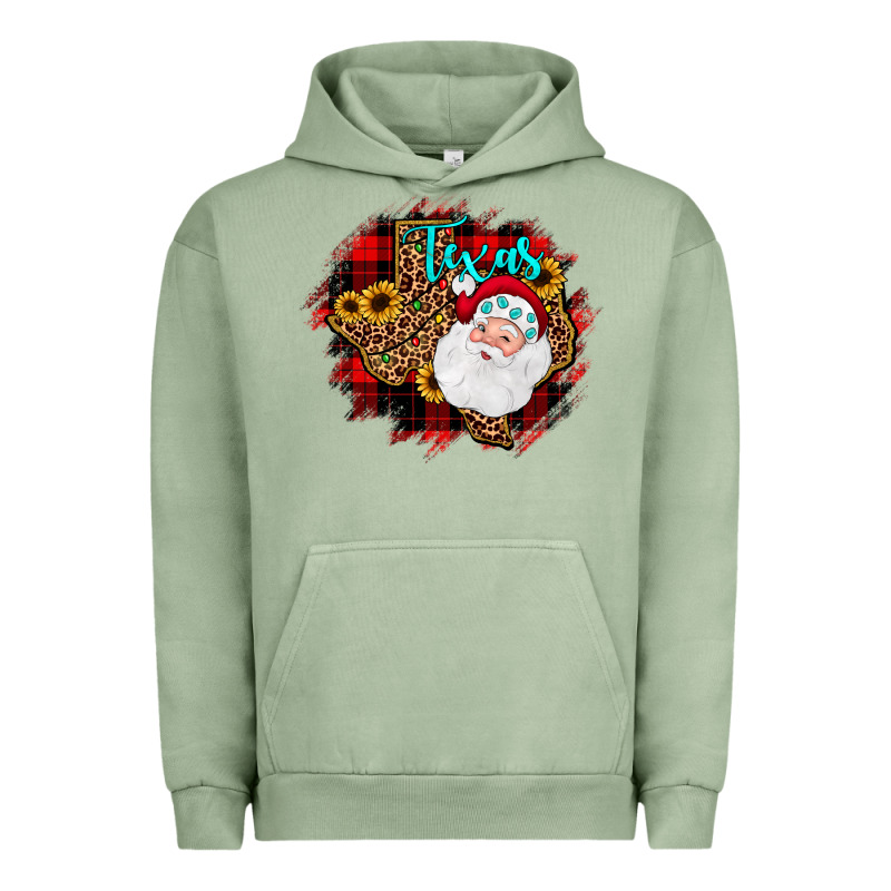 Texas Santa Wood Slice Ornament Urban Hoodie by JahusDesignShop | Teevron