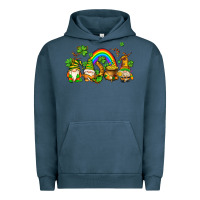 Pigment Midnight Navy st patricks gnomes with rainbow Urban Hoodie - AdoDesignShop