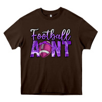 Chocolate Brown football aunt Heavy Core Tee - CowhideDigitalArt