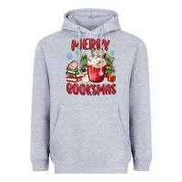 Heather Grey merry booksmas Heavyweight Hoodie - MaliasSmallBusiness